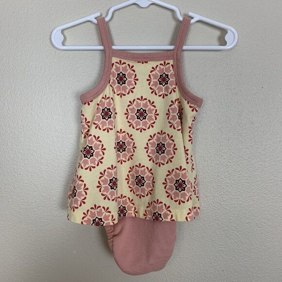 Tea Collection Sleeveless One Piece Romper Outfit Pink Yellow Girls 6-12 Months - Picture 3 of 8